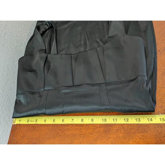 Calvin Klein Pleated XS Satin Dress Black Cocktail Mini Sleeveless Fitted Zipper - Picture 7 of 13